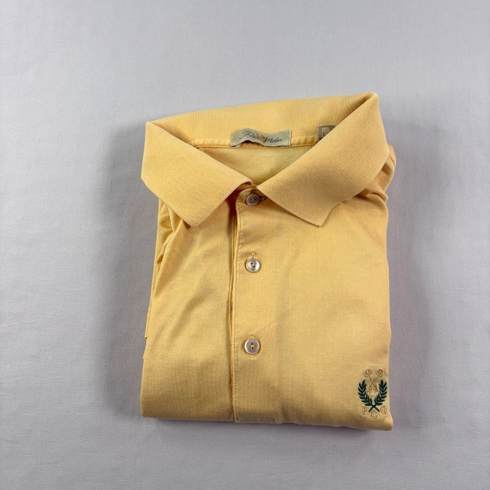 Peter Millar Polo Shirt Mens‎ Large Yellow Peachtree Golf Club Cotton